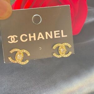Gold CC Stud Earrings